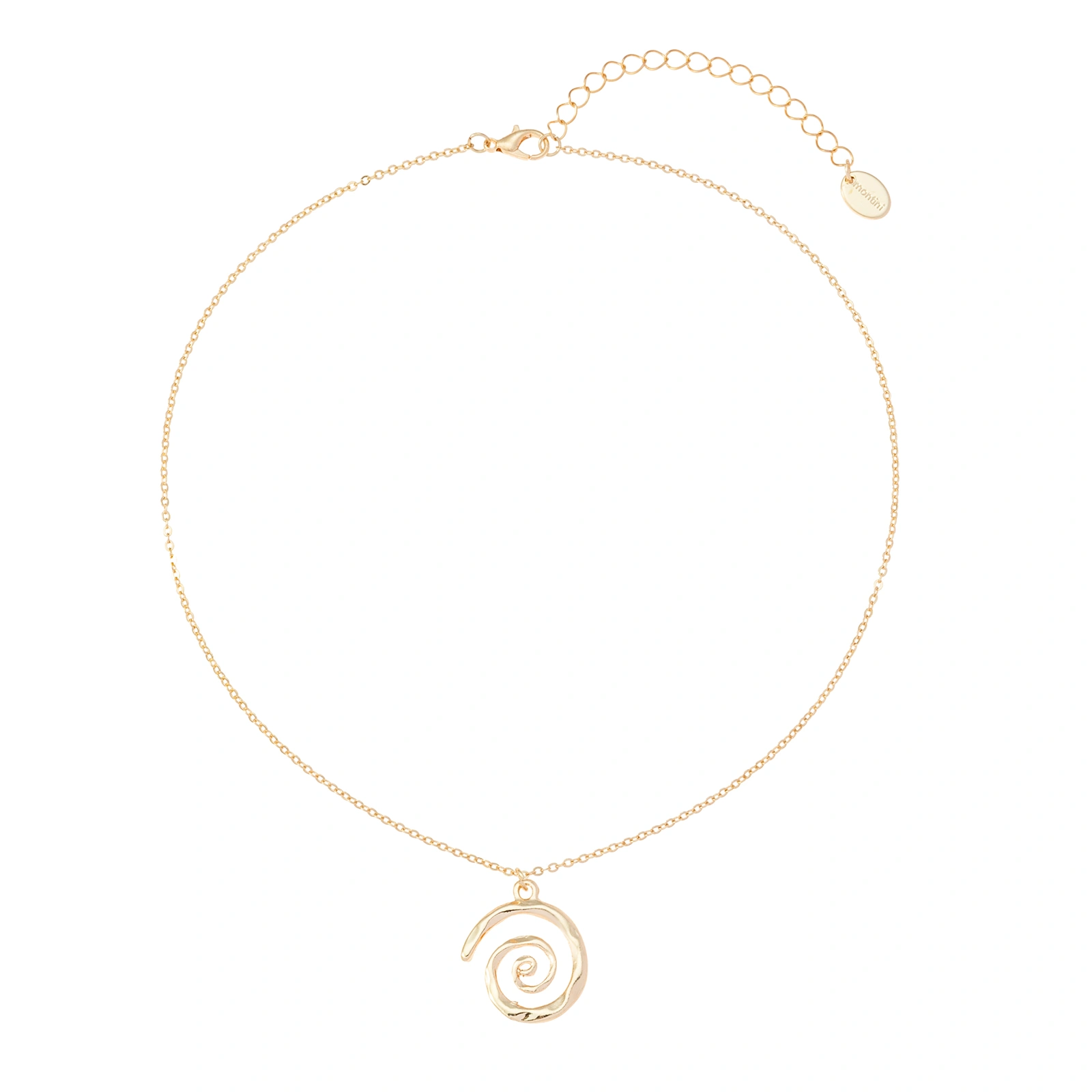 Guldfärgat halsband, spiralhänge - 42+7 cm