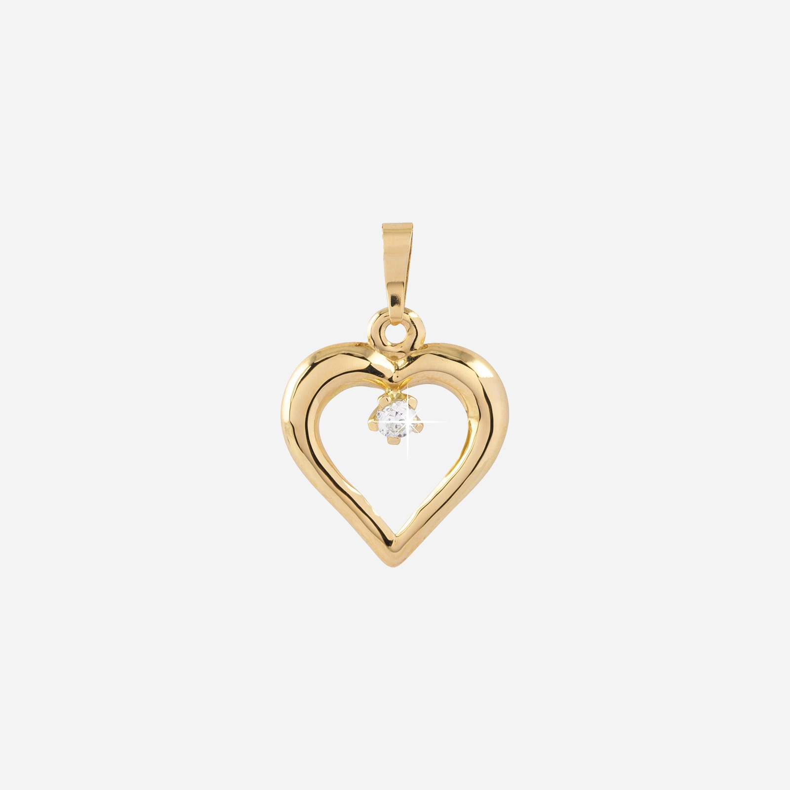 Hängsmycke 18k guld – Hjärta med Kubisk Zirkonia 15 mm