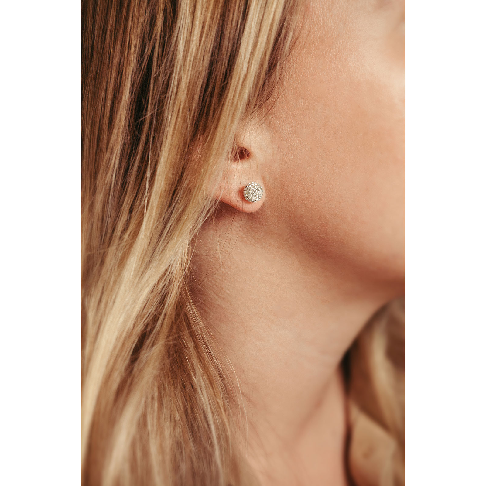 Örhängen 18k guld med glittriga bollar 8 mm