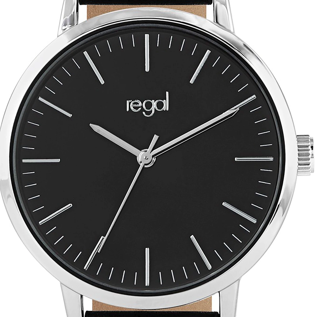 Regal damklocka - svart band, index, silverton/svart, 36mm