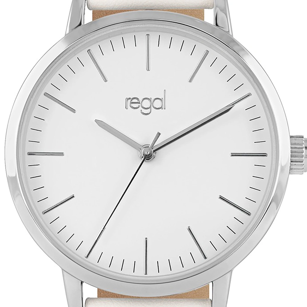Regal damklocka - vitt band, index, silverton/vit, 36mm
