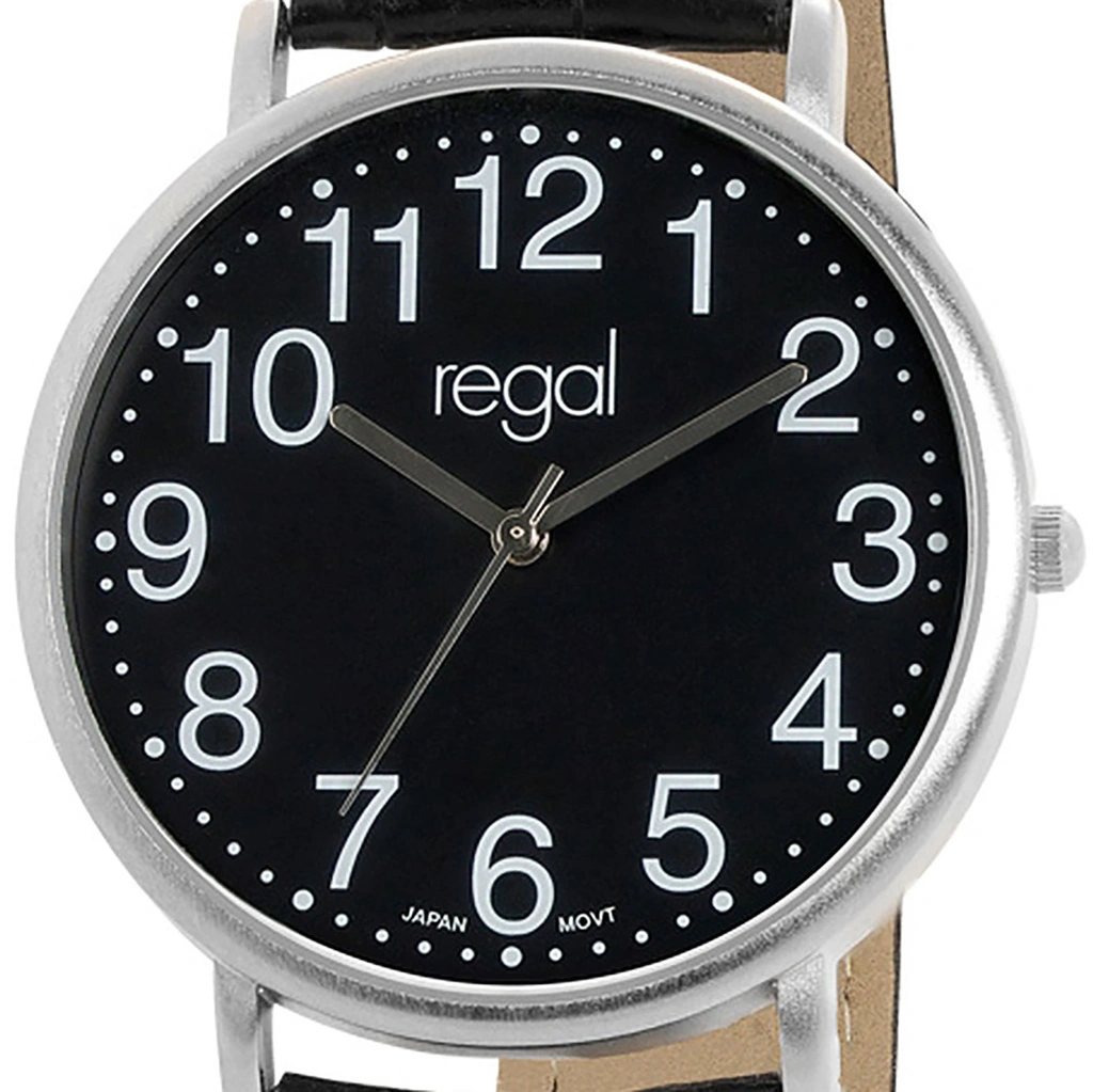 Regal herrklocka - svart band, silverton/svart, 40 mm