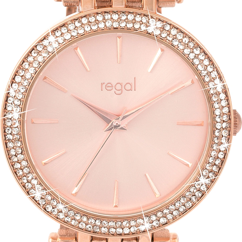 Regal damklocka - metallänk, rosegold, 39mm