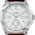 Regal herrklocka - brunt band, silver/vit, 40 mm
