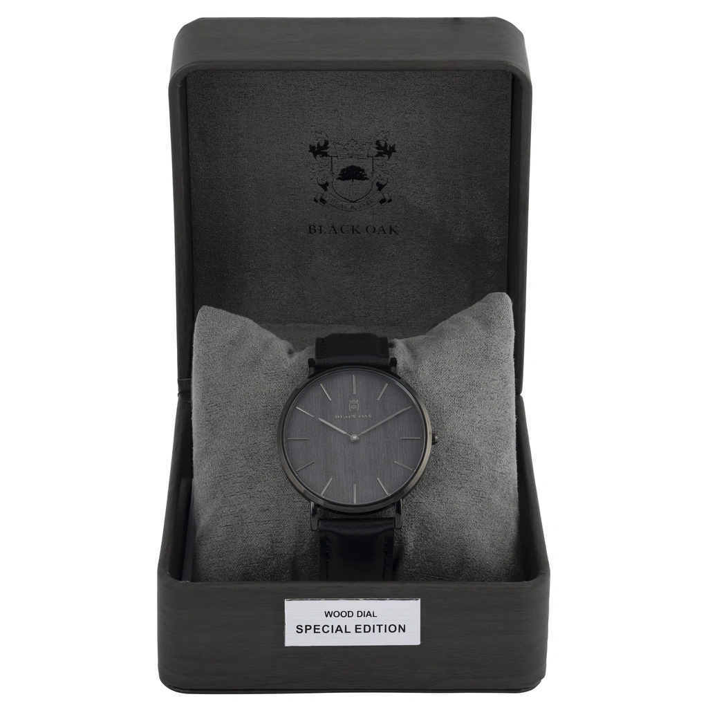 Black Oak Timber herrklocka - svart mesh, 41 mm