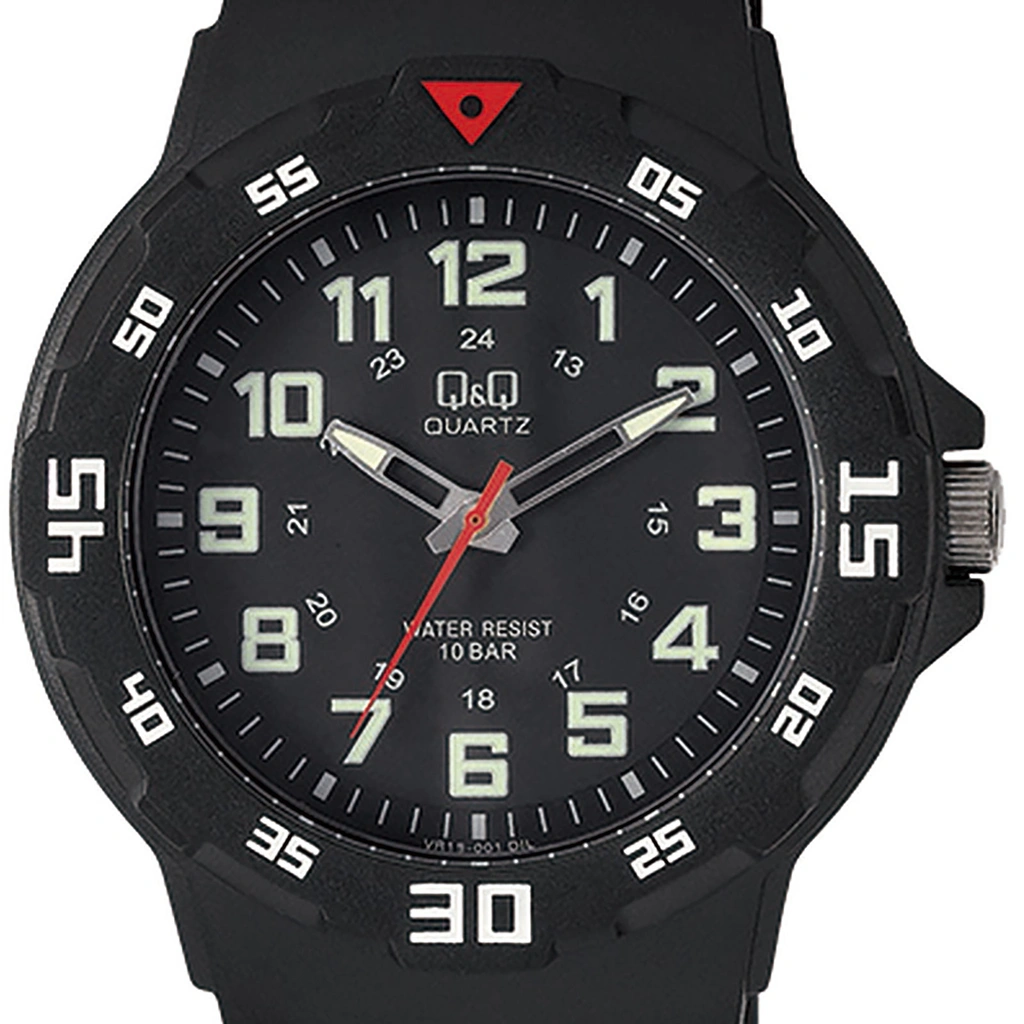 Q&Q barnklocka - gummiband, svart/svart, 30 mm