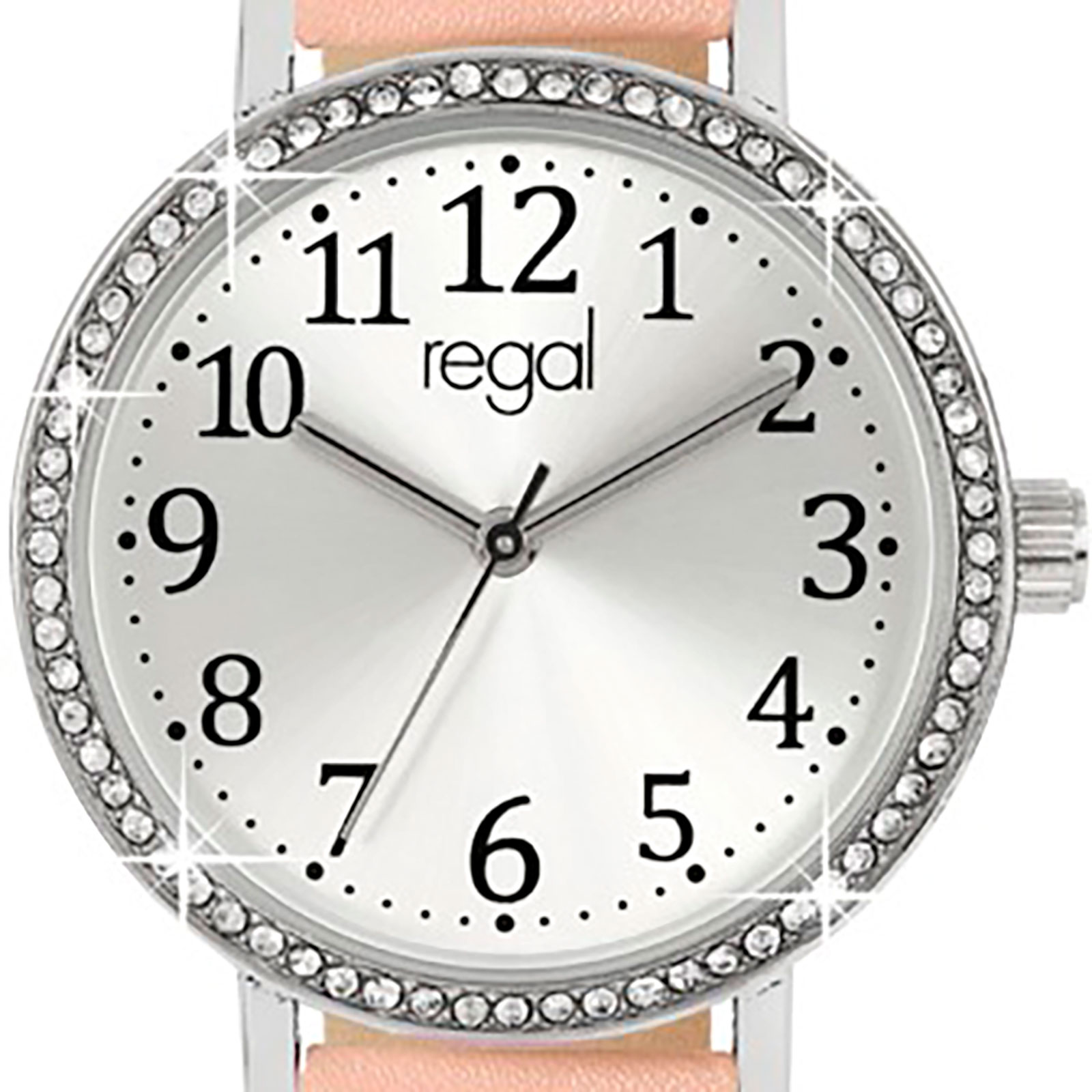 Regal Barnklocka - ljusrosa/silver, strass, 33 mm