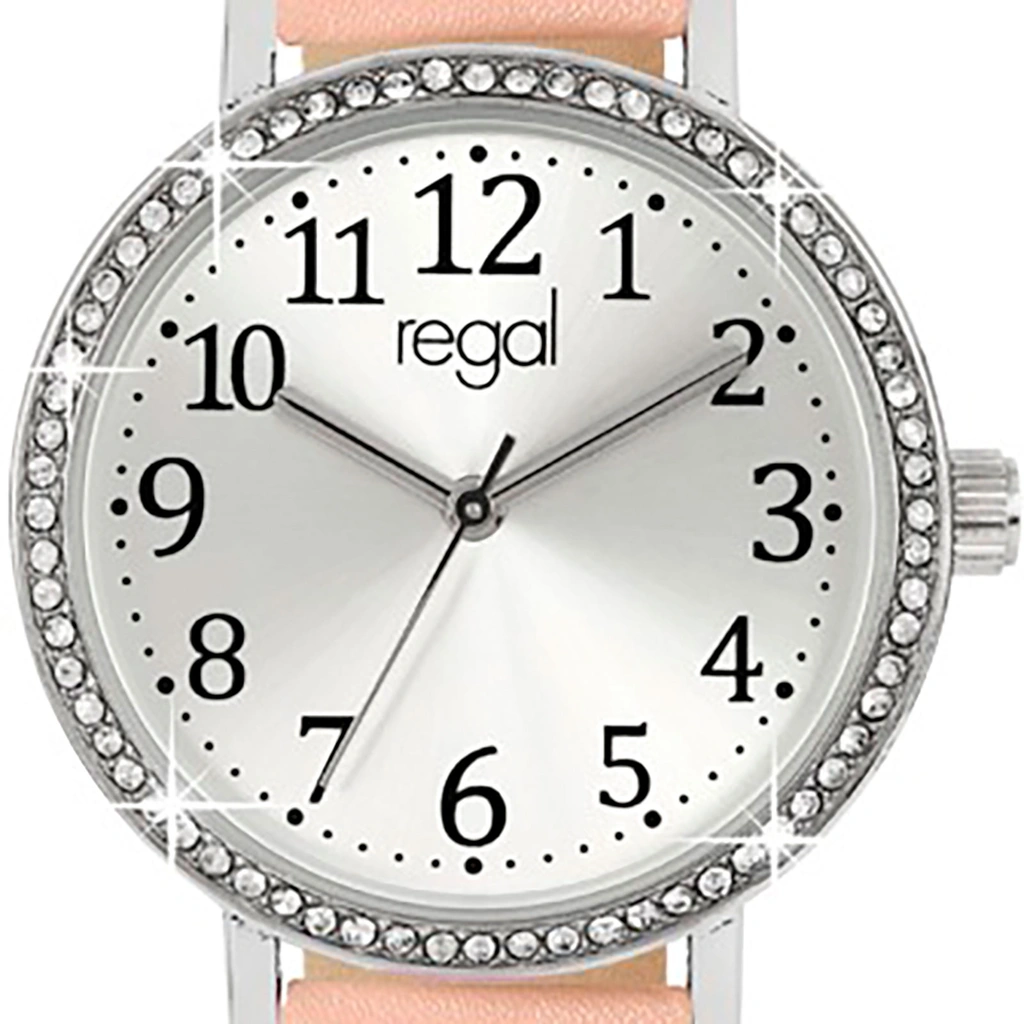 Regal Barnklocka - ljusrosa/silver, strass, 33 mm
