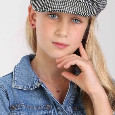 Silverhalsband för barn - nyckelpiga, 36+2 cm