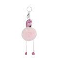 Nyckelring - rosa fluffig flamingo