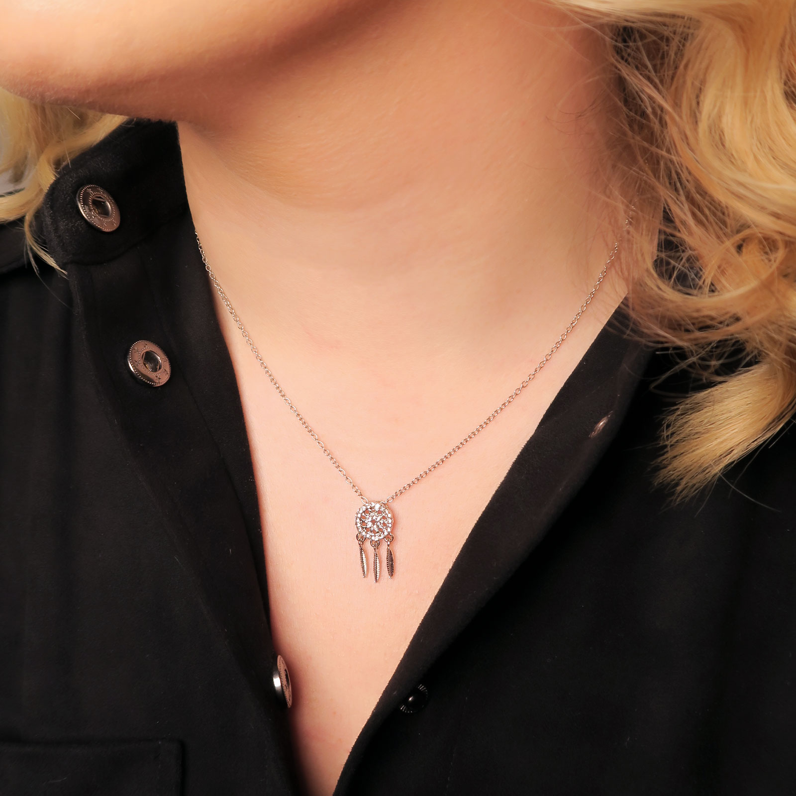 Halsband drömfångare silver Montini