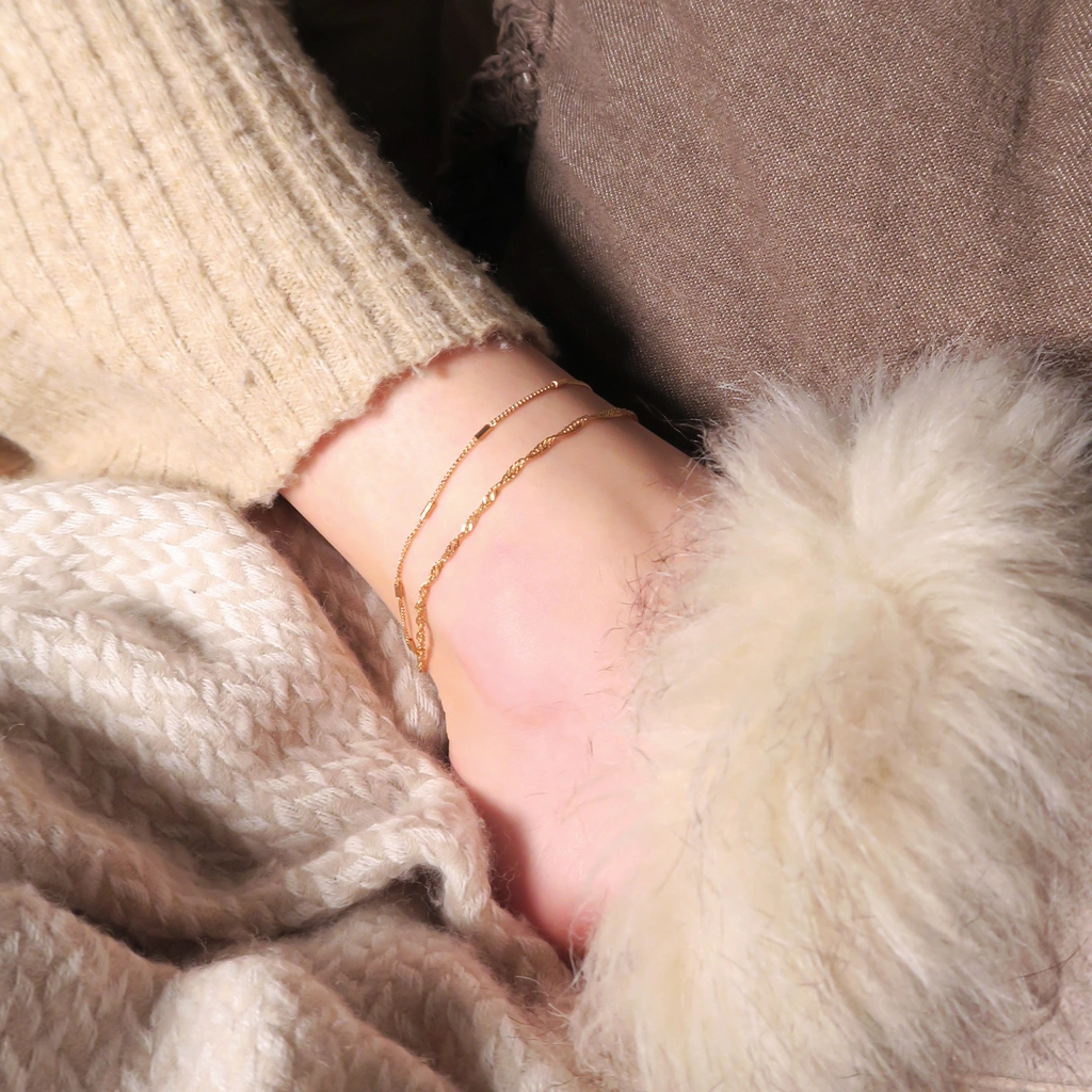 Guldfärgad fotlänk - två kedjor