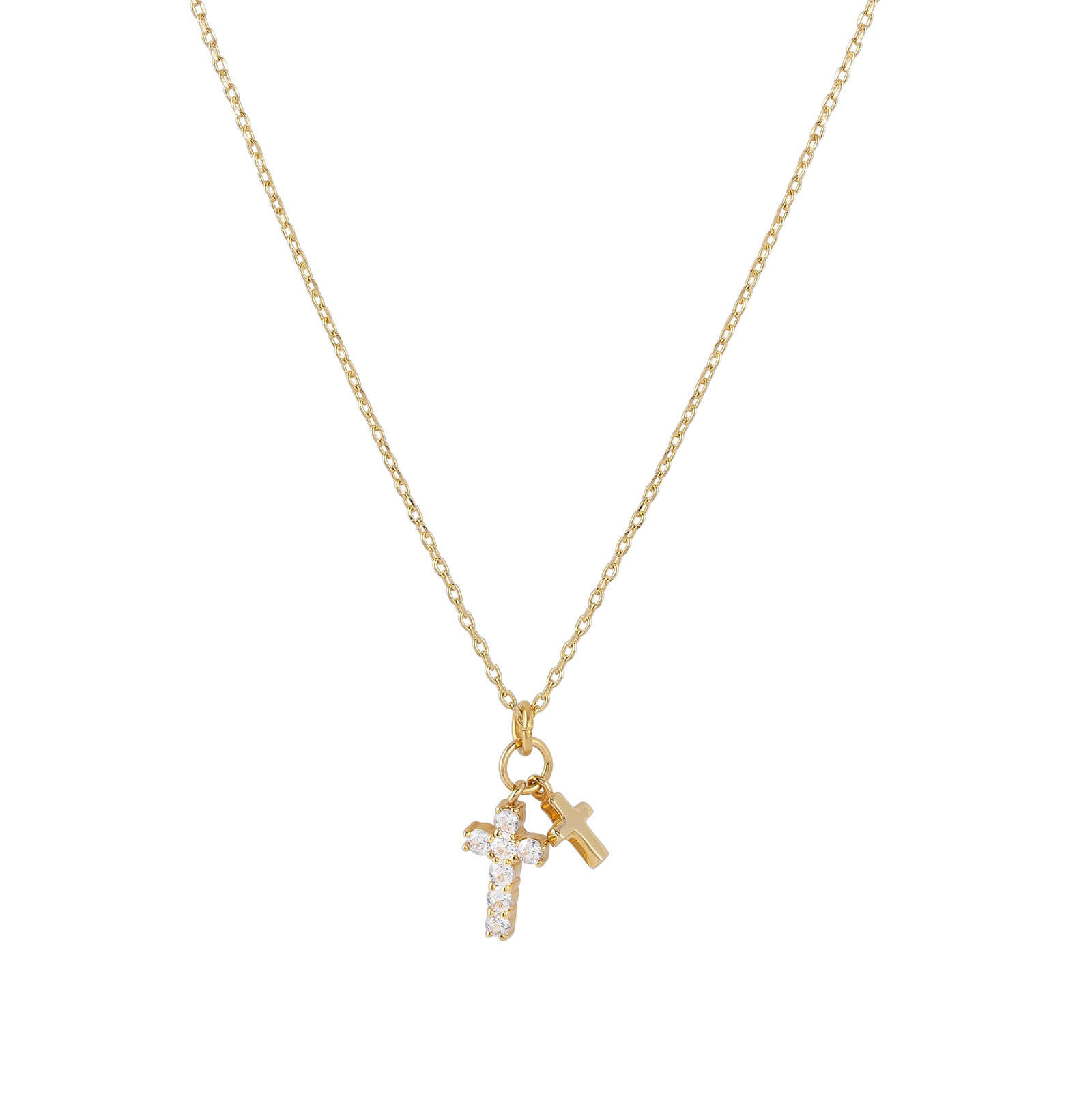 Guldpläterat halsband med två kors