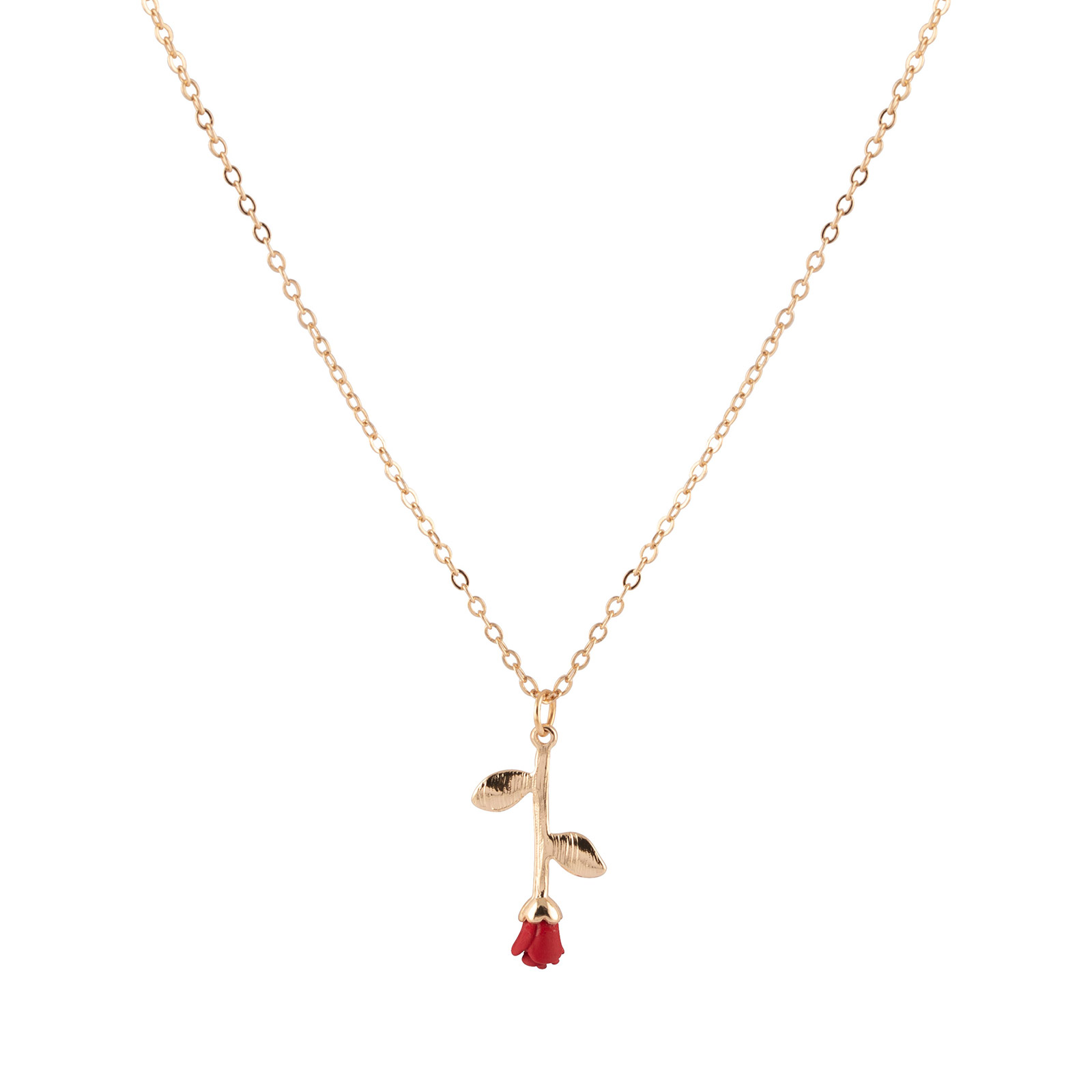 Guldfärgat halsband med ros - Montini