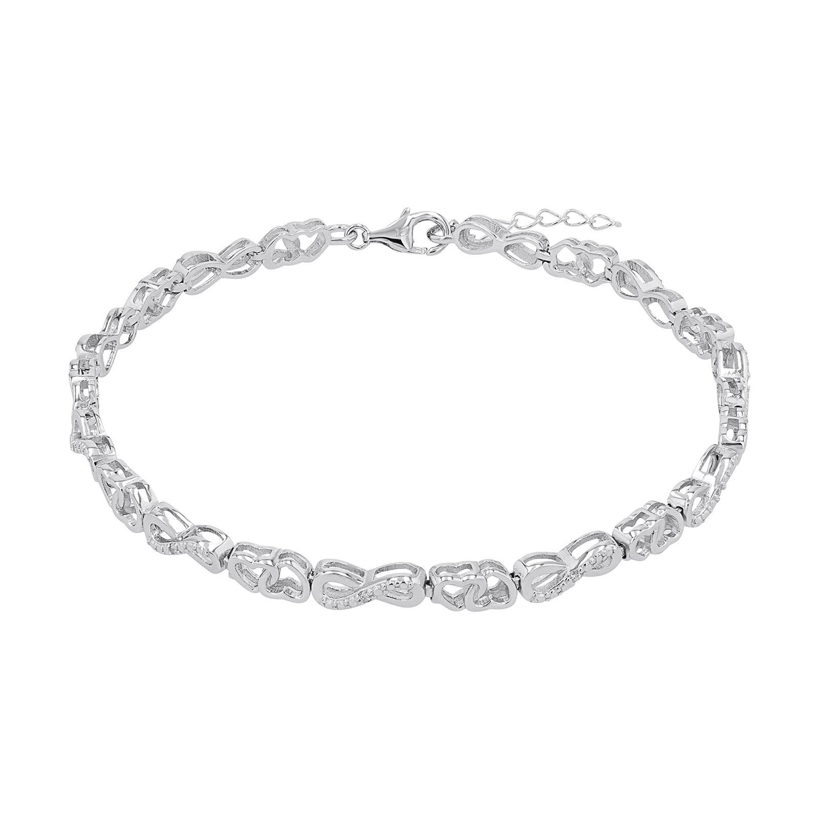 Silverarmband, ankarlänk med hjärtan och infinitysymbol - 19–21 cm