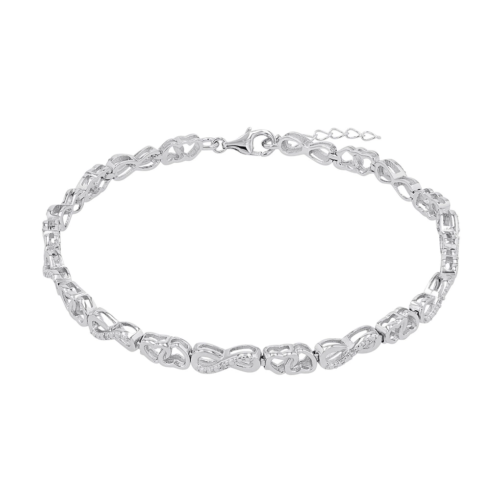 Silverarmband, ankarlänk med hjärtan och infinitysymbol - 19–21 cm