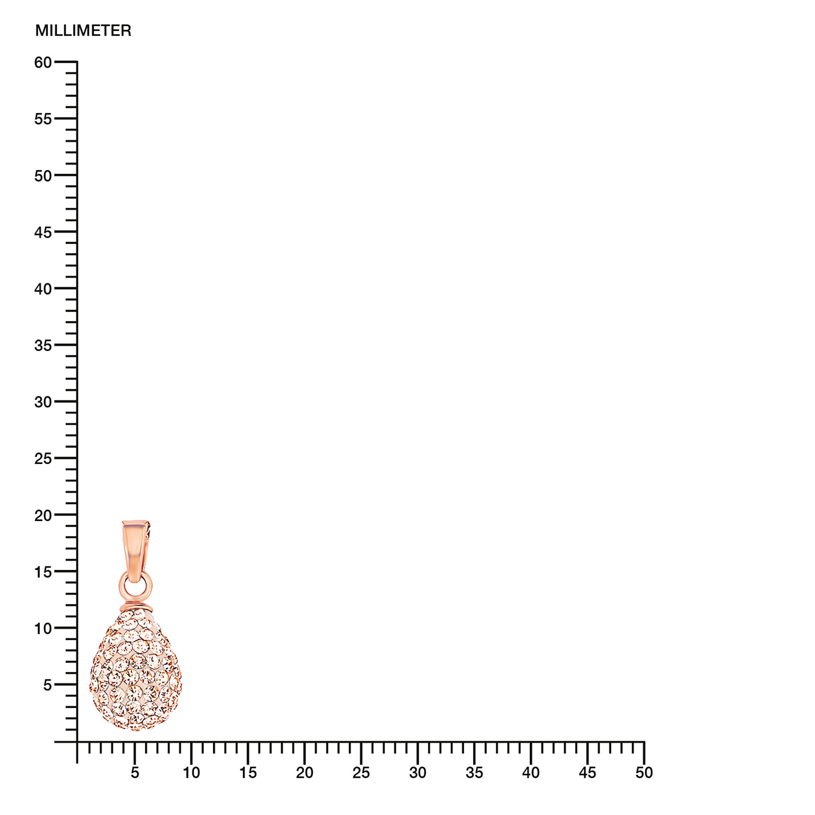 Rosegoldpläterat silverhalsband, droppe med glitterfinish - 42 cm