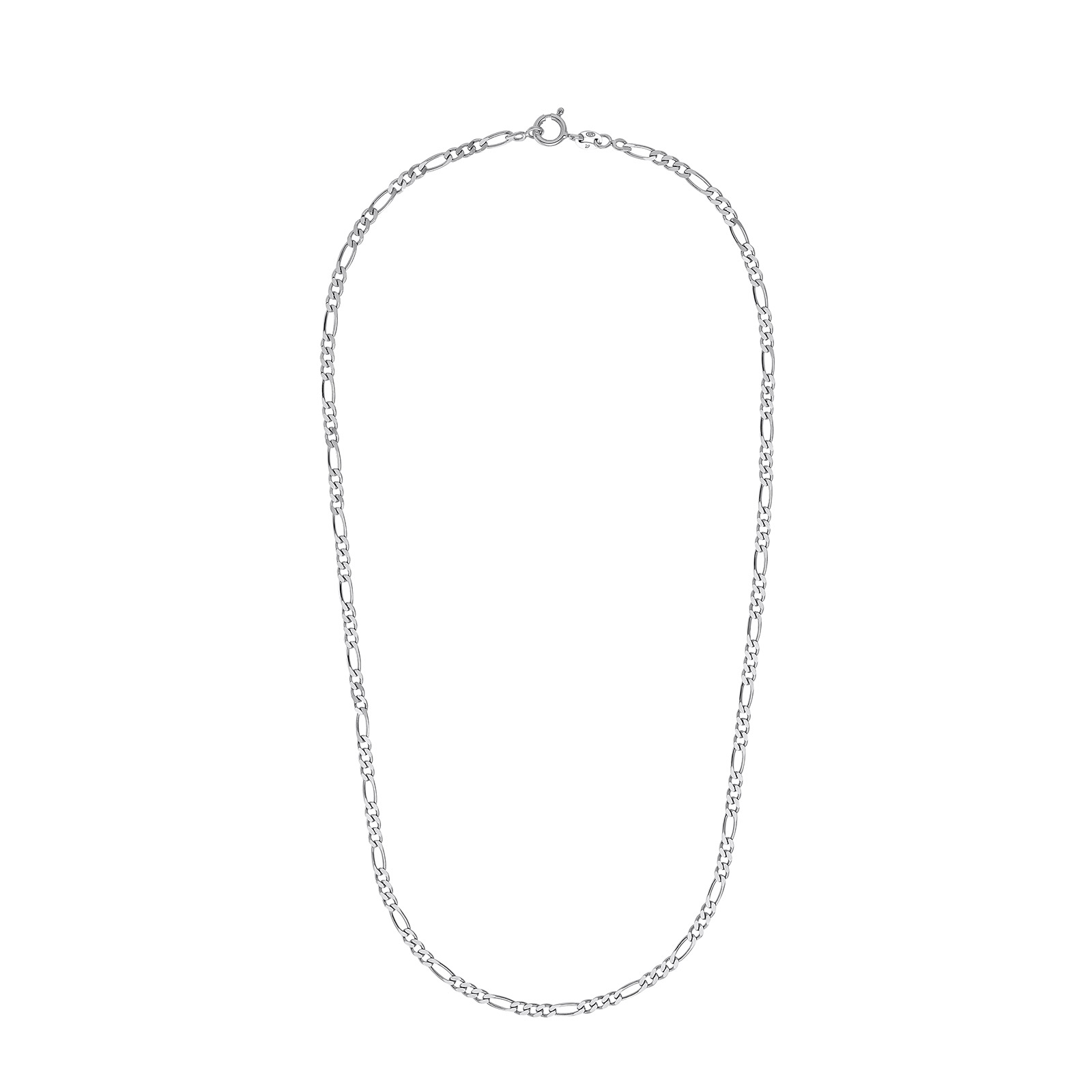 Silverhalsband - figarolänk, 45 cm