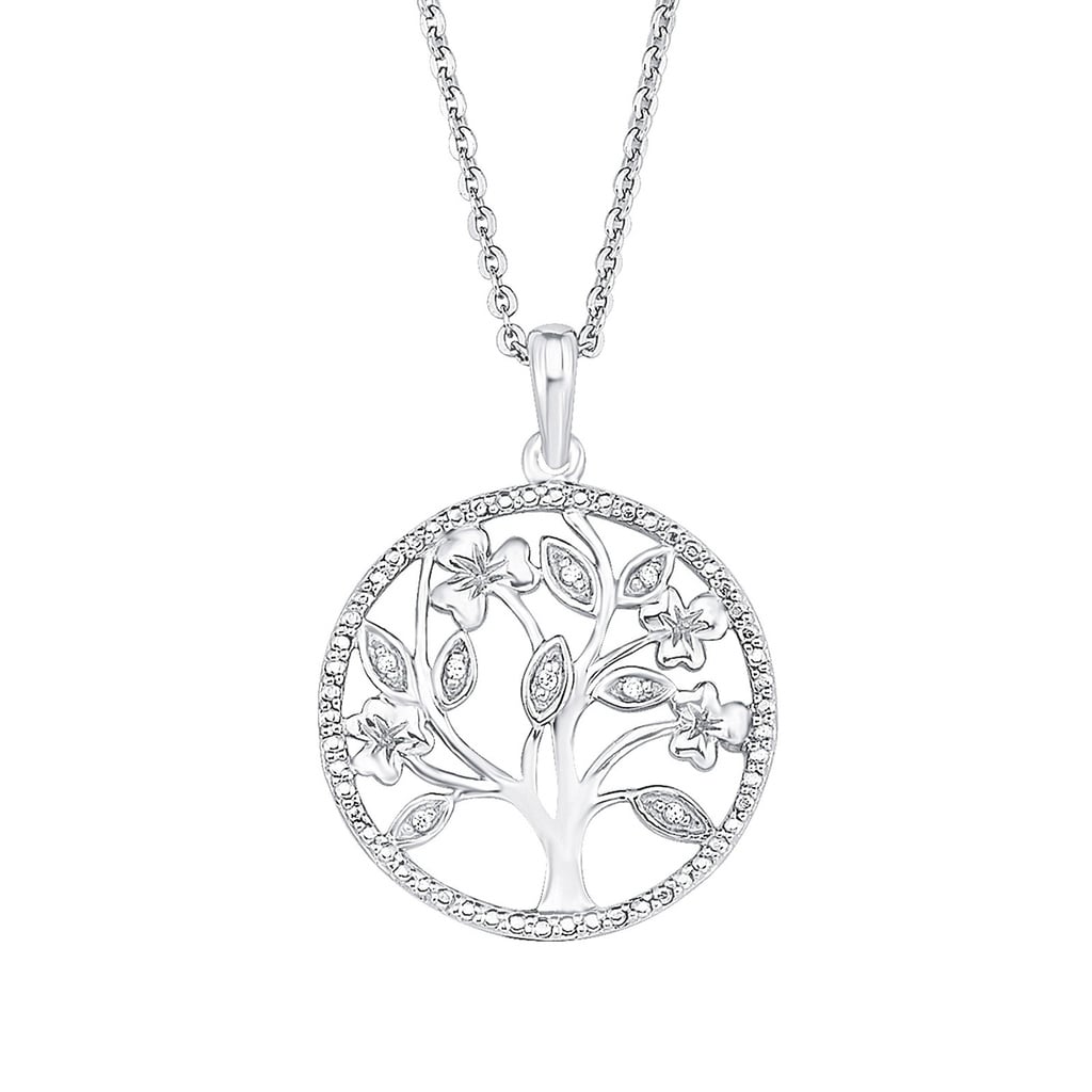 Silverhalsband, Livets Träd med vita stenar - 45 cm