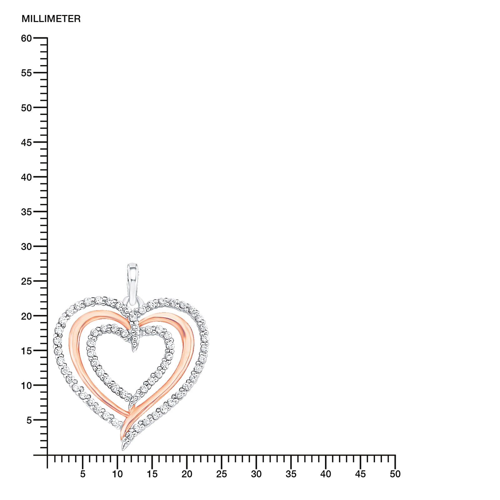 Silverhalsband, tre sammanflätade hjärtan - 45 cm