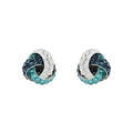 Silverörhängen, studs knut med blå och vita stenar - 10 mm