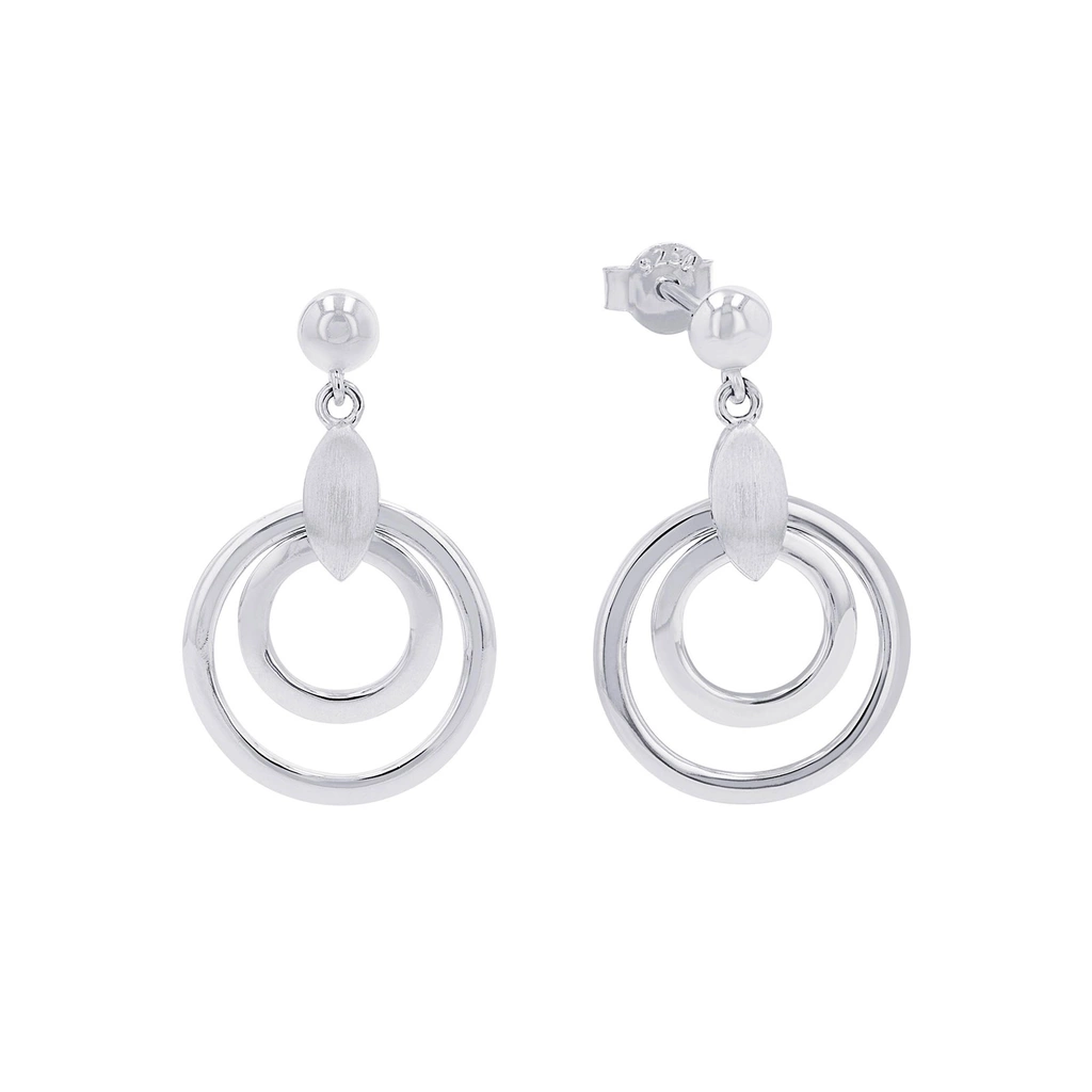 Silverörhängen, hängande dubbla cirklar - 27 mm