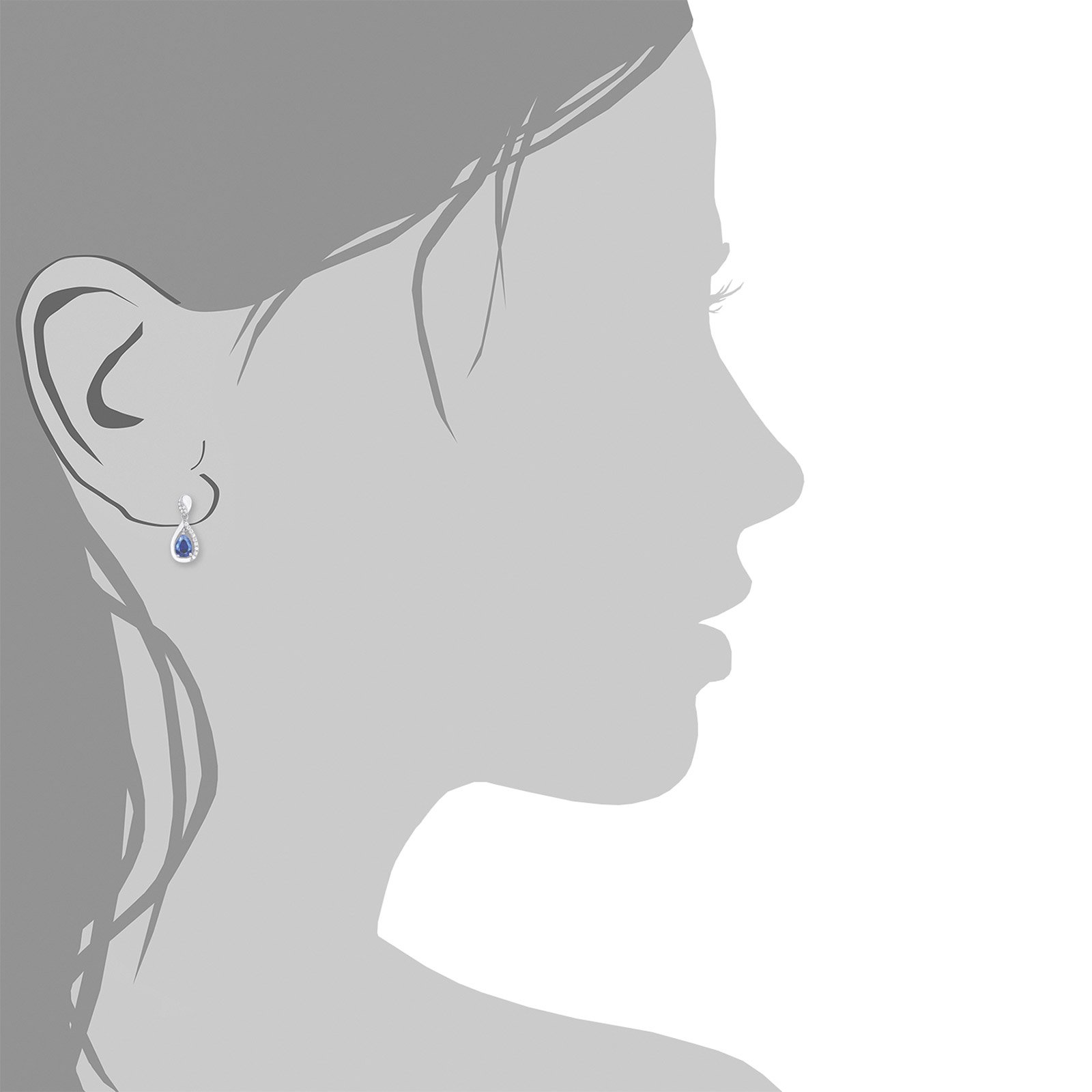 Silverörhängen - droppformade blå cirkonia