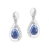 Silverörhängen, hängande droppe med blå och vita stenar - 16 mm