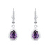 Silverörhängen, hängande droppar med lila stenar - 26 mm