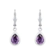 Silverörhängen, hängande droppar med lila stenar - 26 mm