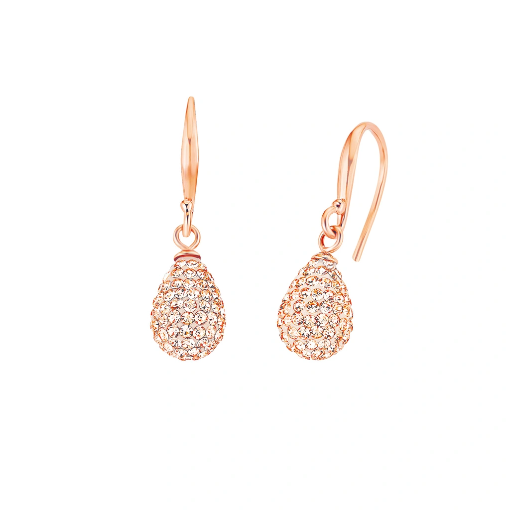 Silverörhängen, hängande droppar med vita stenar - 17 mm