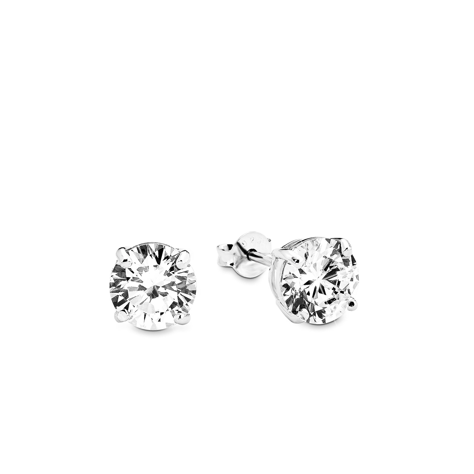 Silverörhängen - Kubisk Zirkonia, 4-klor, 7 mm