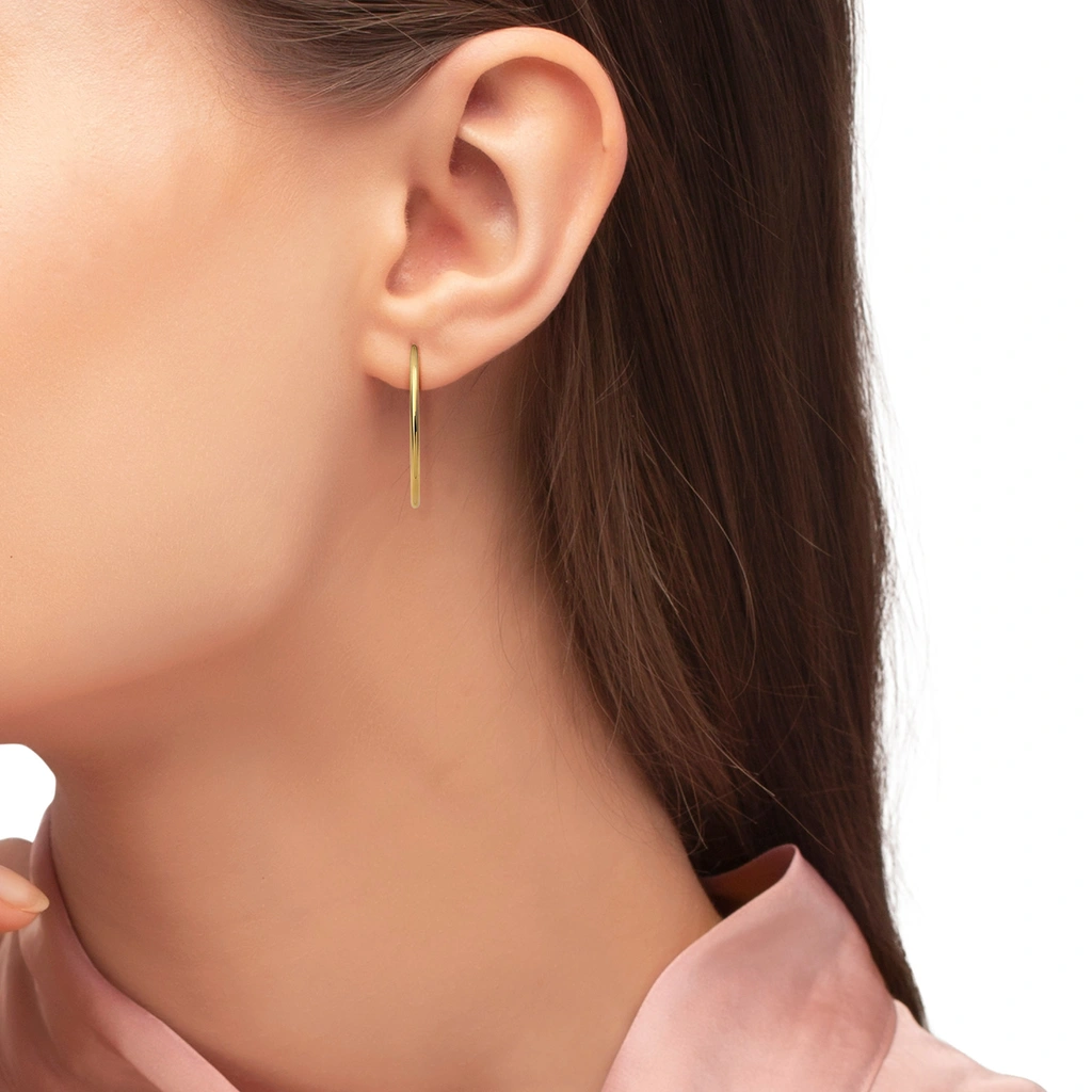 Örhängen 9k guld - rörformiga hoops, 25 mm