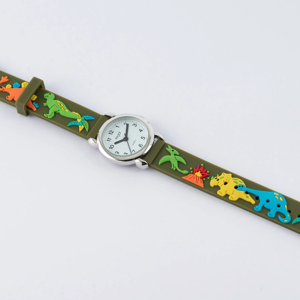 Barnklocka med figurband - dinosaurier
