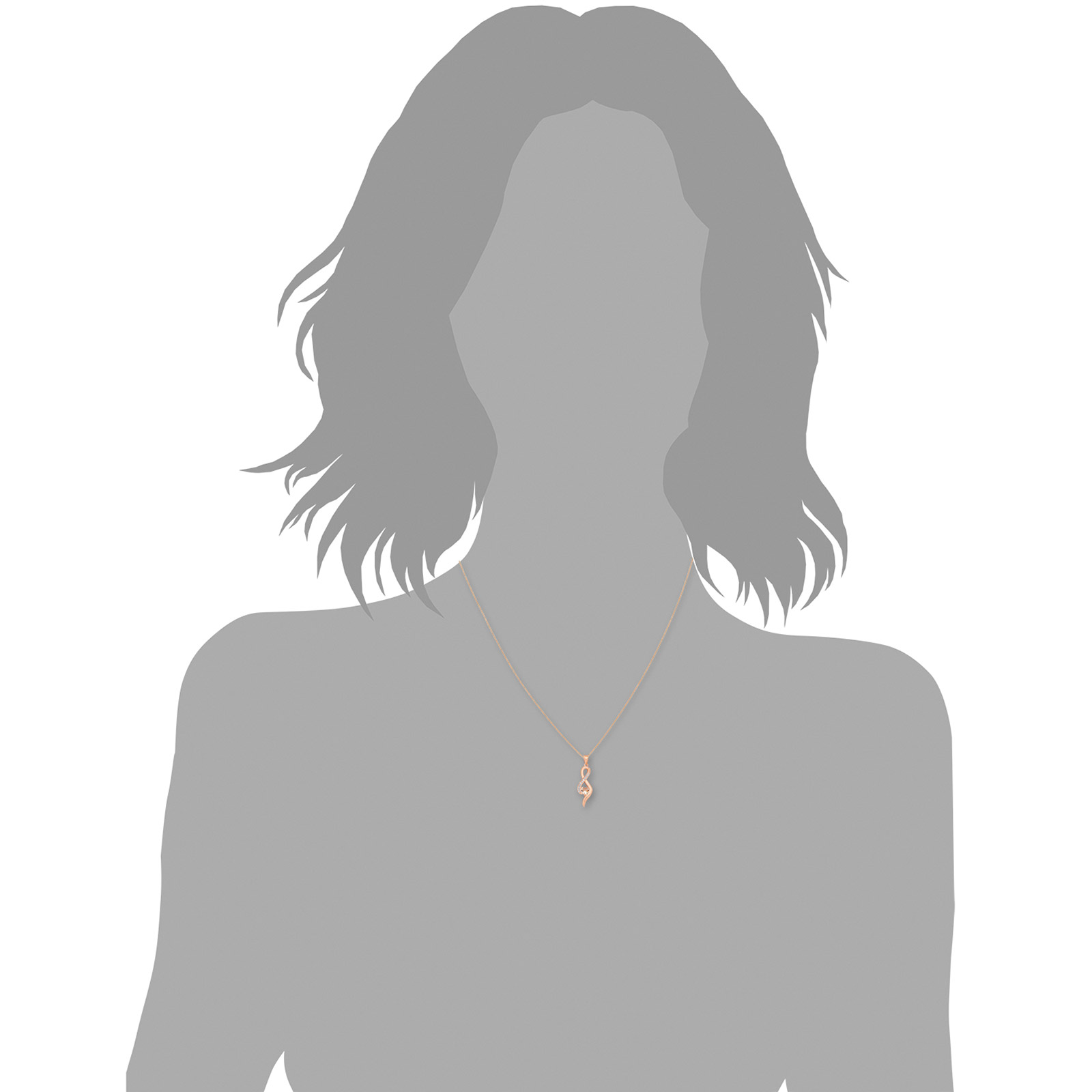 Rosegoldpläterat silverhalsband, infinitysymbol - 45 cm