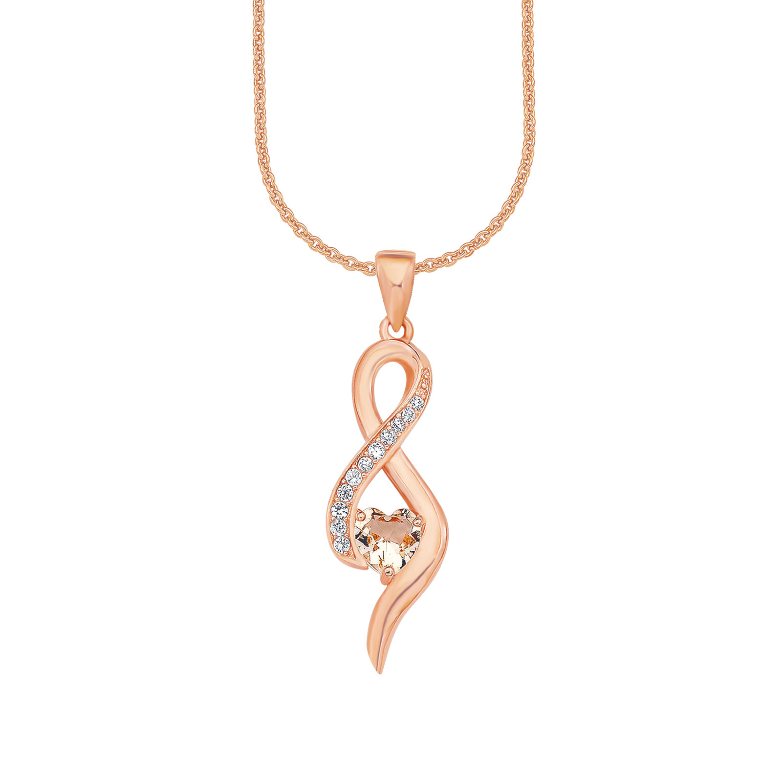 Rosegoldpläterat silverhalsband, infinitysymbol - 45 cm
