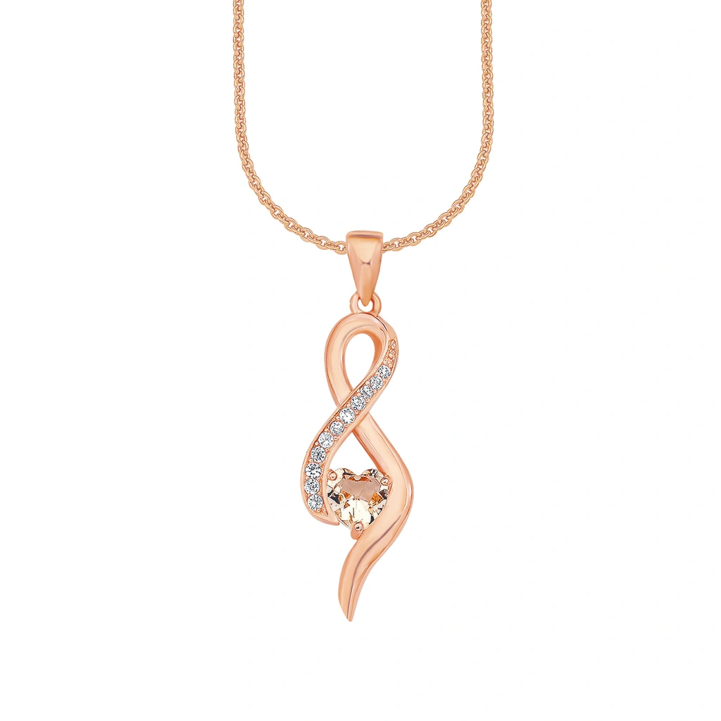 Rosegoldpläterat silverhalsband, infinitysymbol - 45 cm