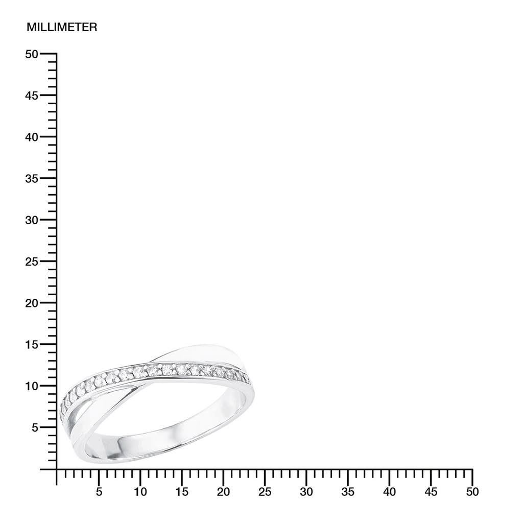 Silverring - x-modell, vita Kubisk Zirkonia