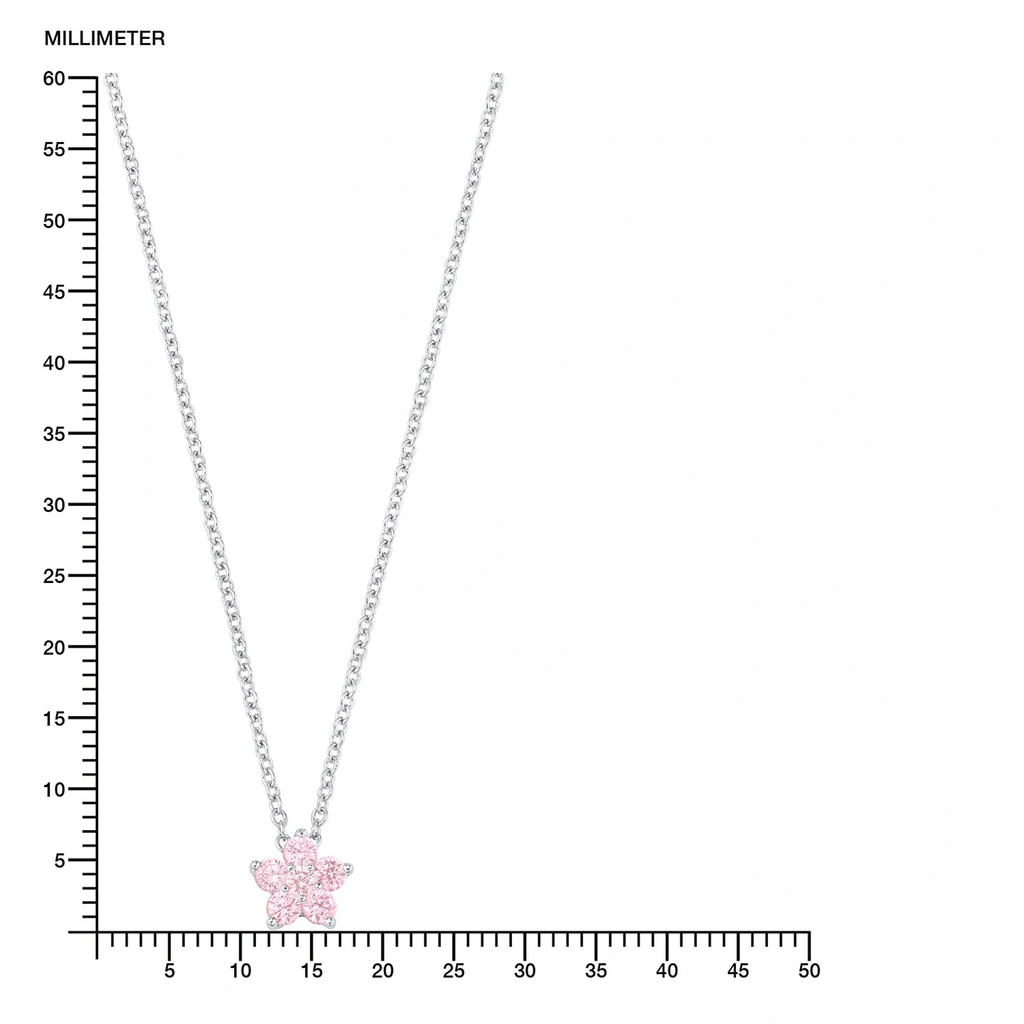 Silverhalsband barn, rosa stjärna med emalj - 38 cm
