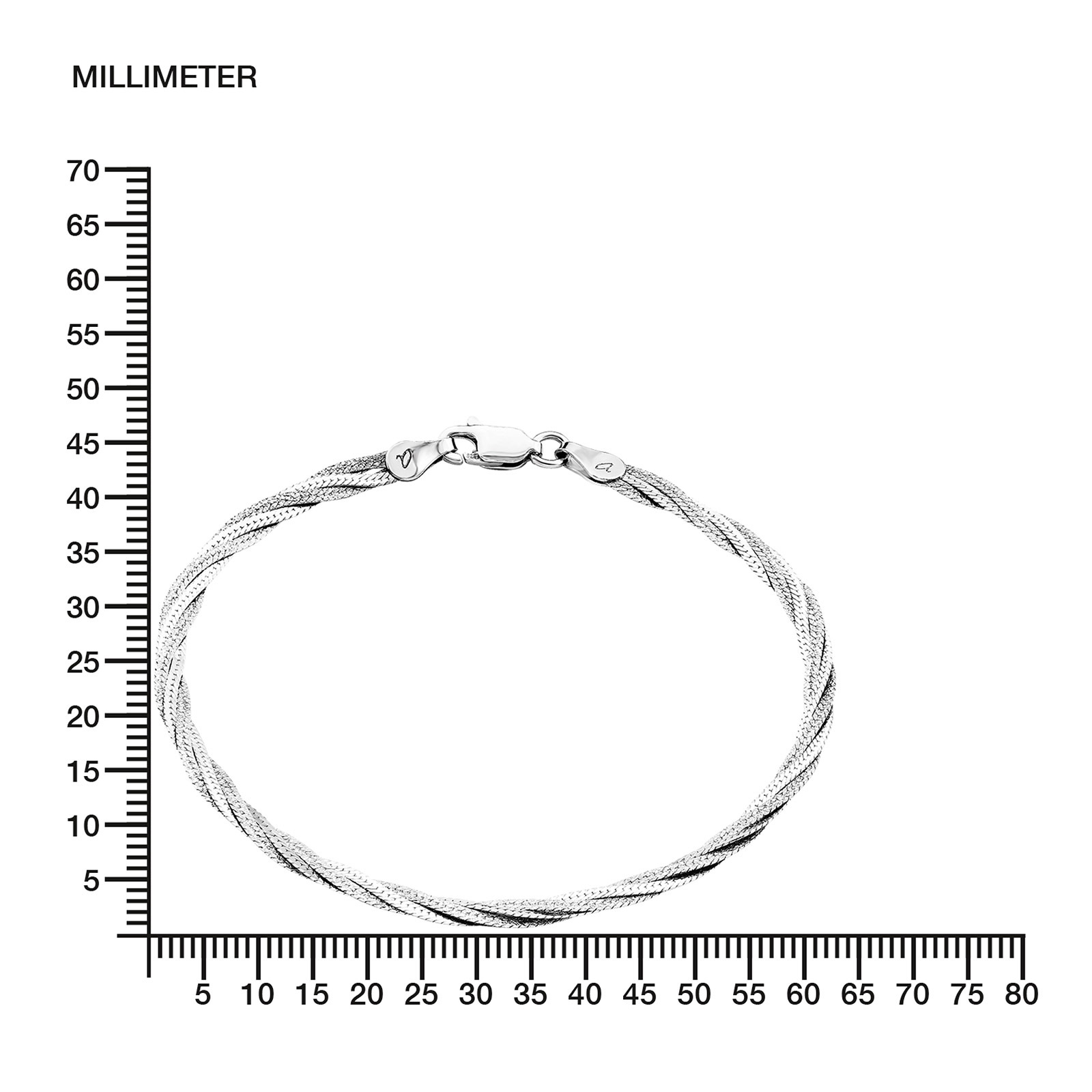 Silverarmband, flätad länk - 19 cm