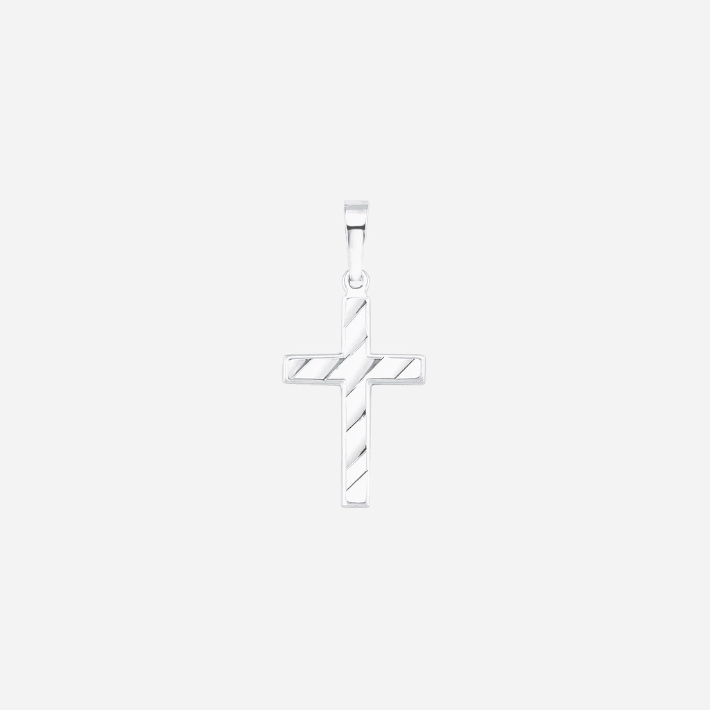 Hängsmycke i silver, fasetterat kors - 13 mm