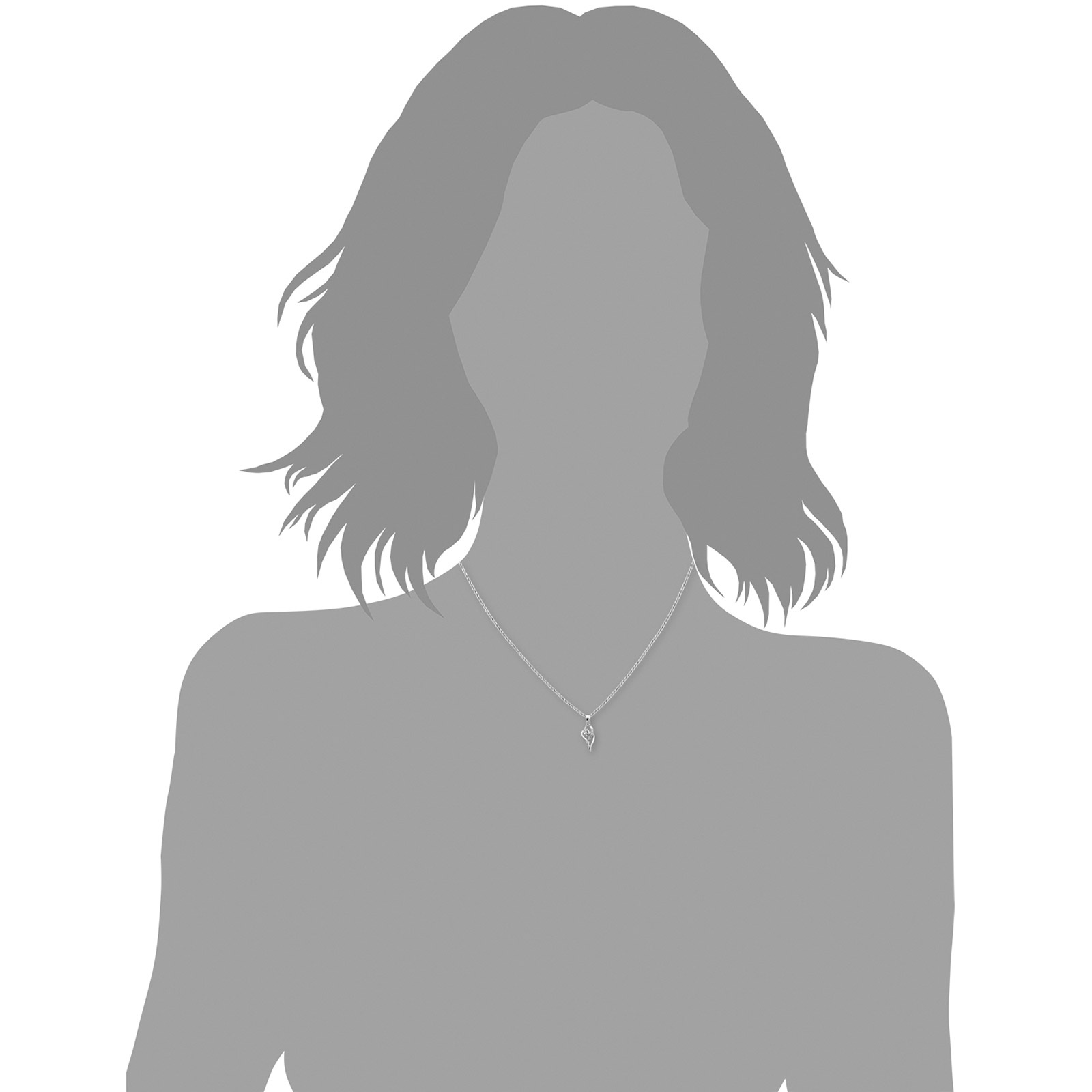 Silverhalsband, snirkligt öppet hjärta - 42 cm