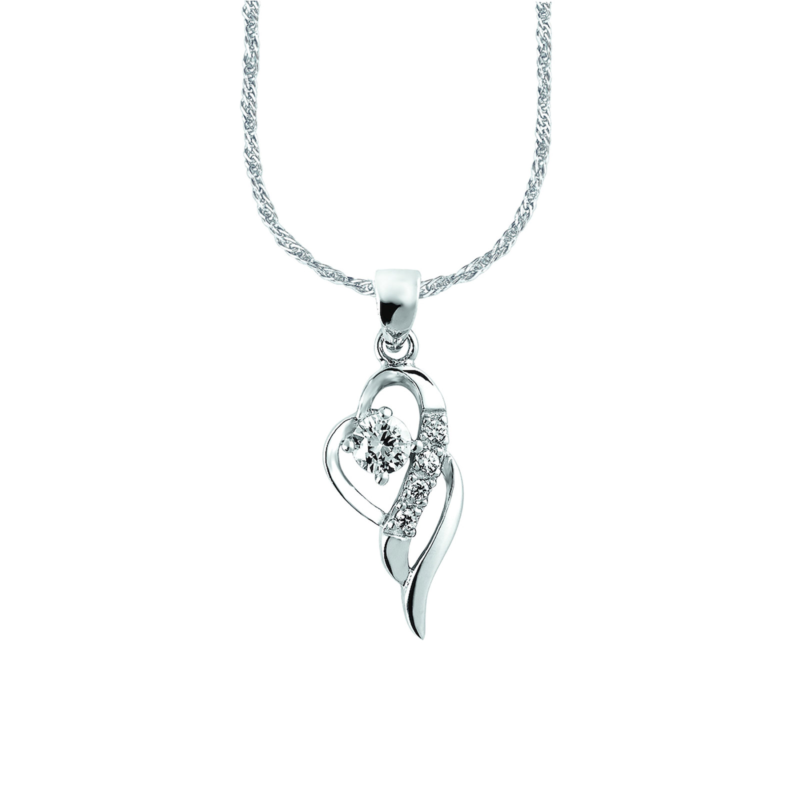 Silverhalsband - snirkligt hjärta, 42 cm