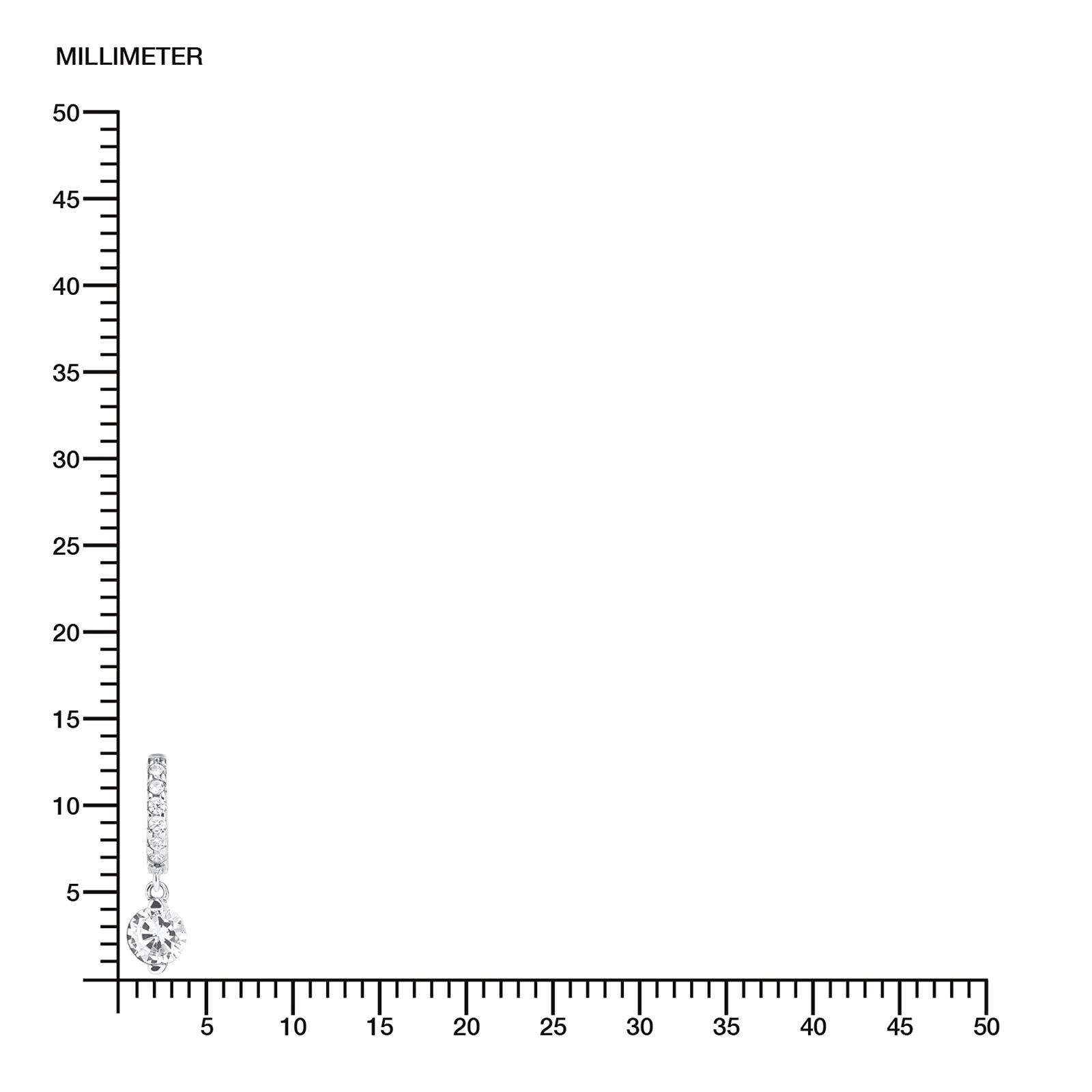 Silverörhängen, hängande runda med vita stenar - 21 mm