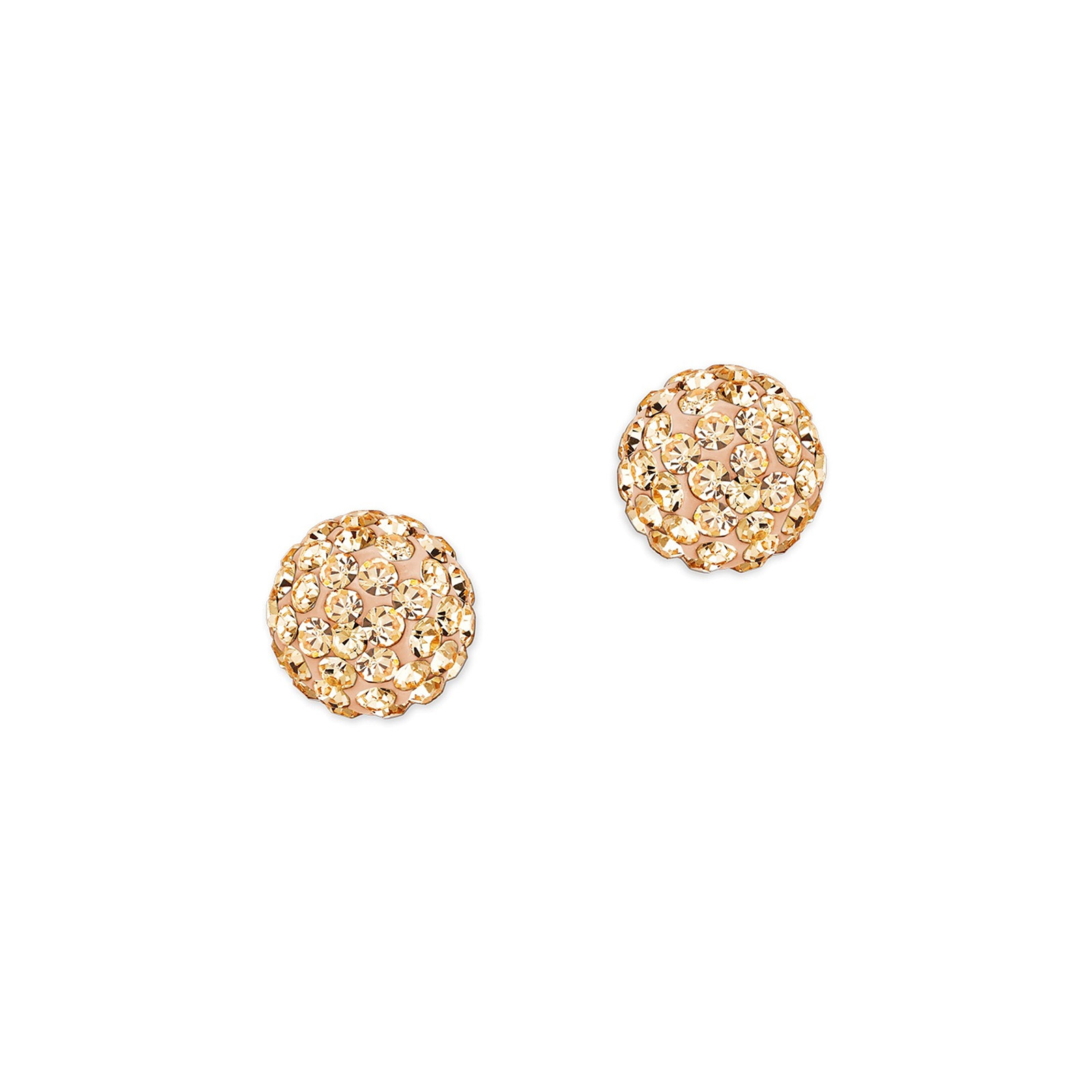Guldpläterade silverörhängen, studs runda champagnefärgade stenar - 8 mm