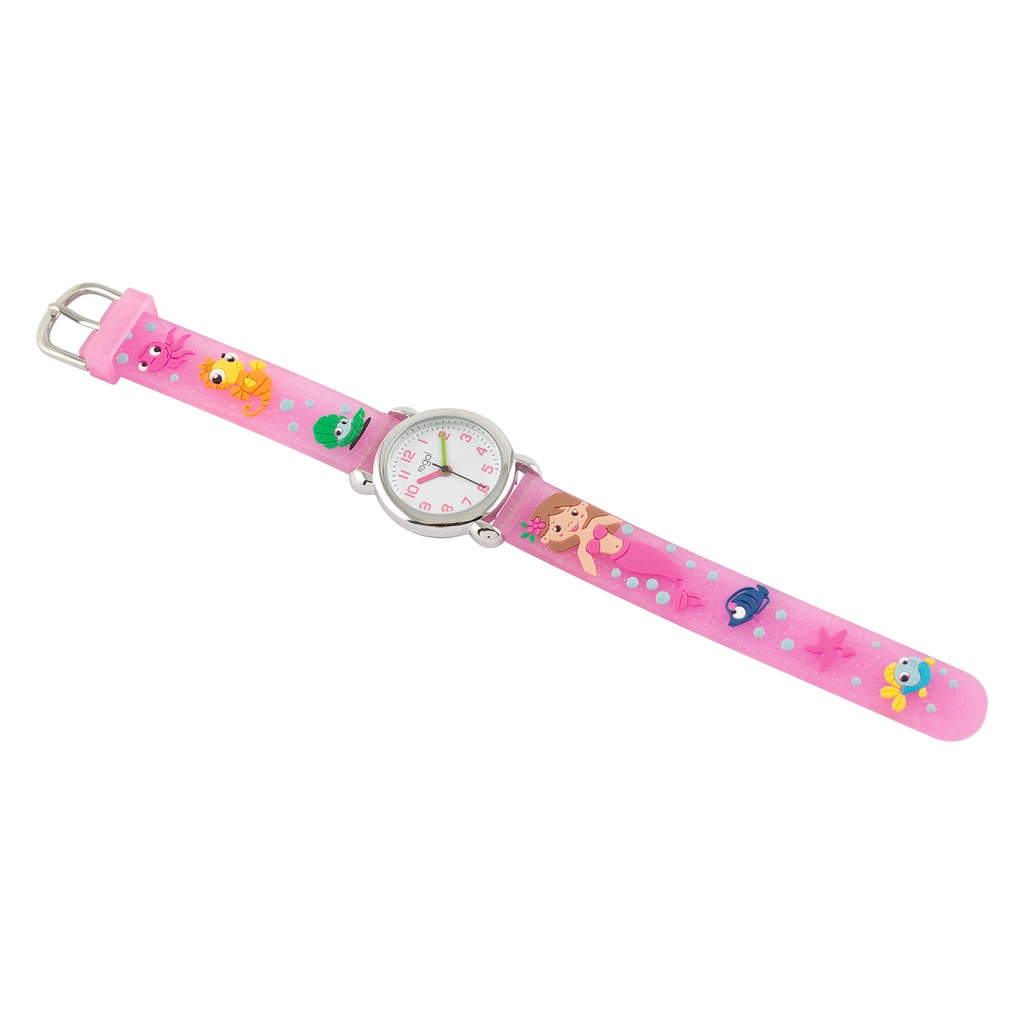 Barnklocka figurband - sjöjungfru rosa