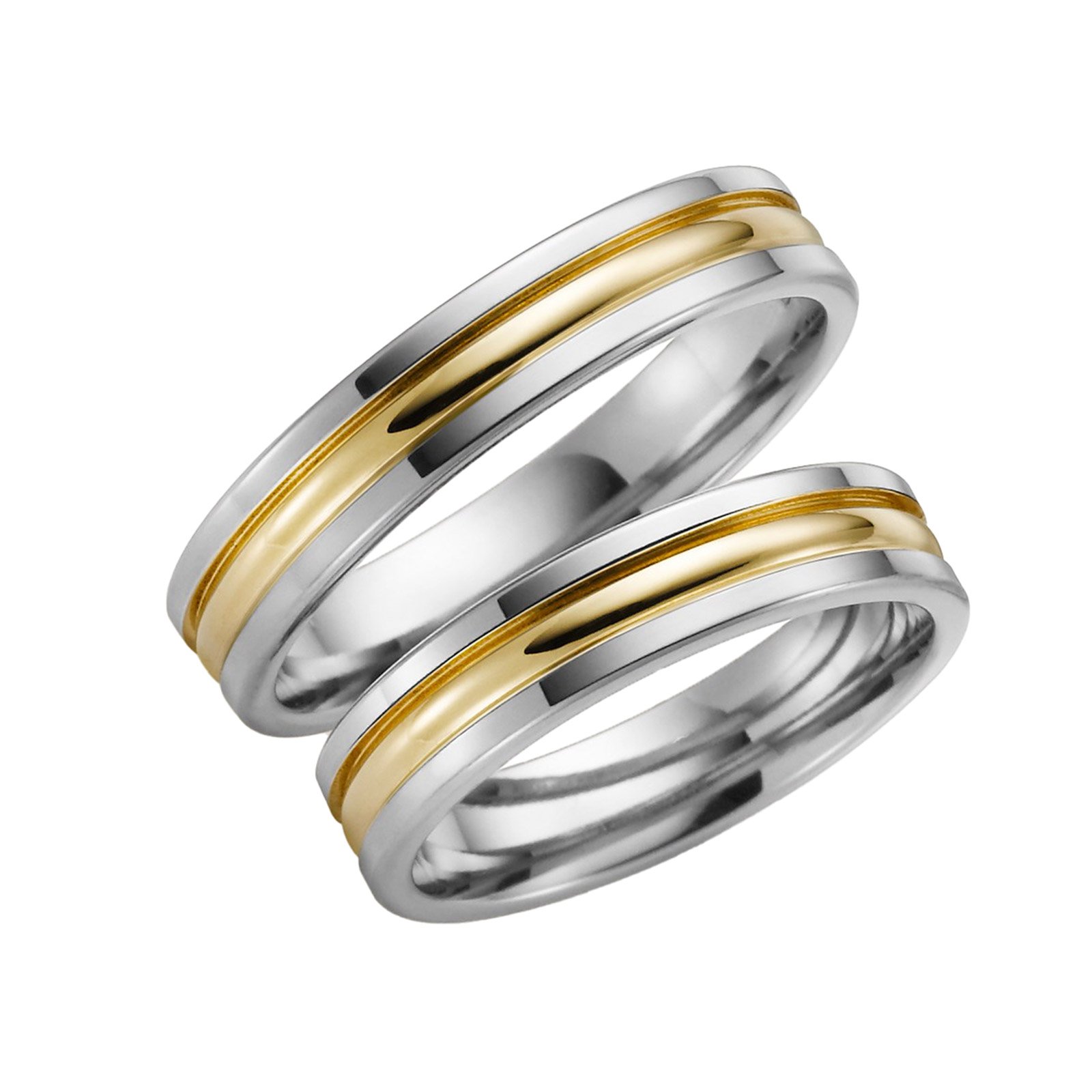 Förlovningsring 9k guld - rak bicolor 4,5 mm / 1,6 mm
