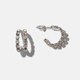 Silverfärgade örhängen, vita stenar - hoops 15 mm