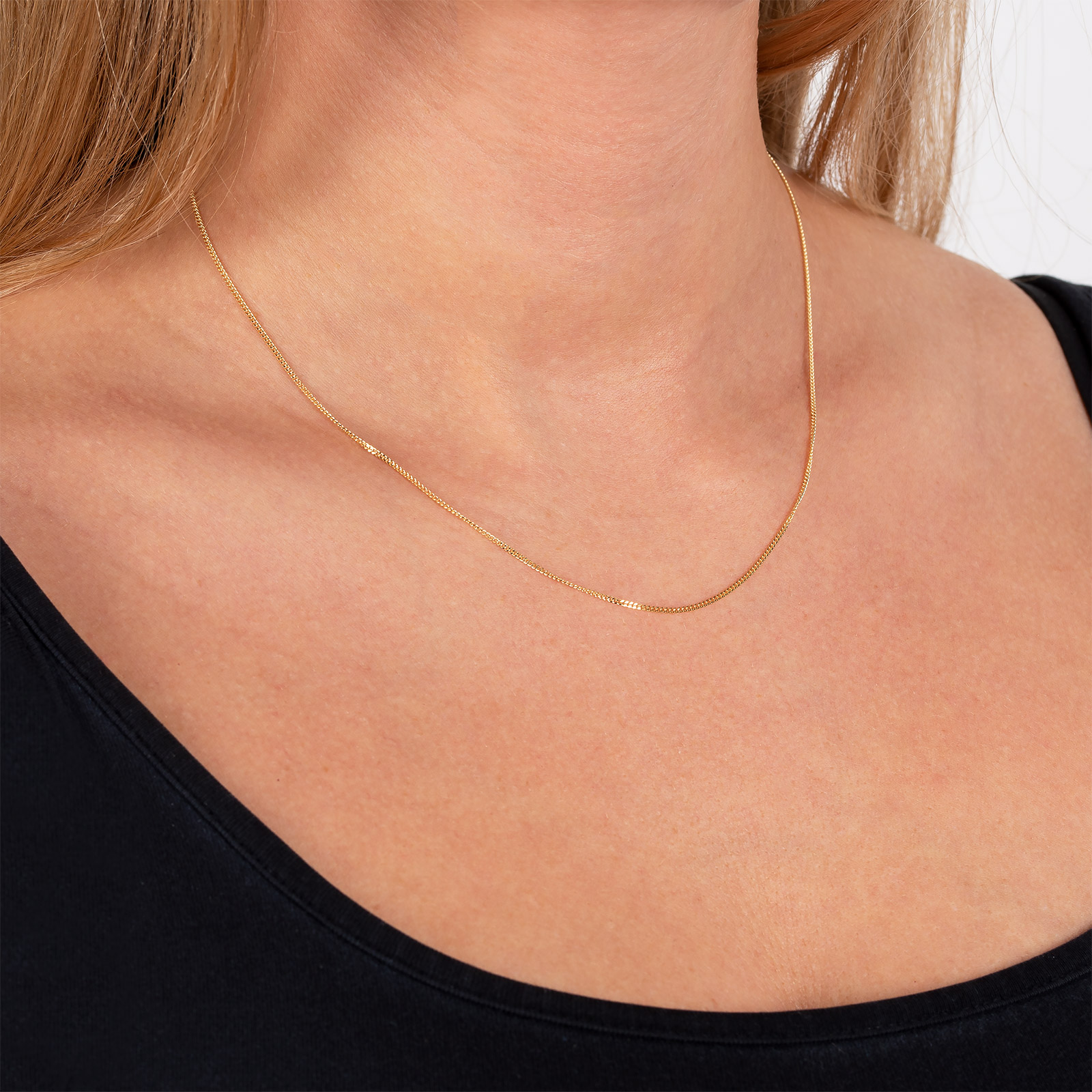 Halsband 18k guld - Pansarlänk 38+4 cm / 1,1 mm