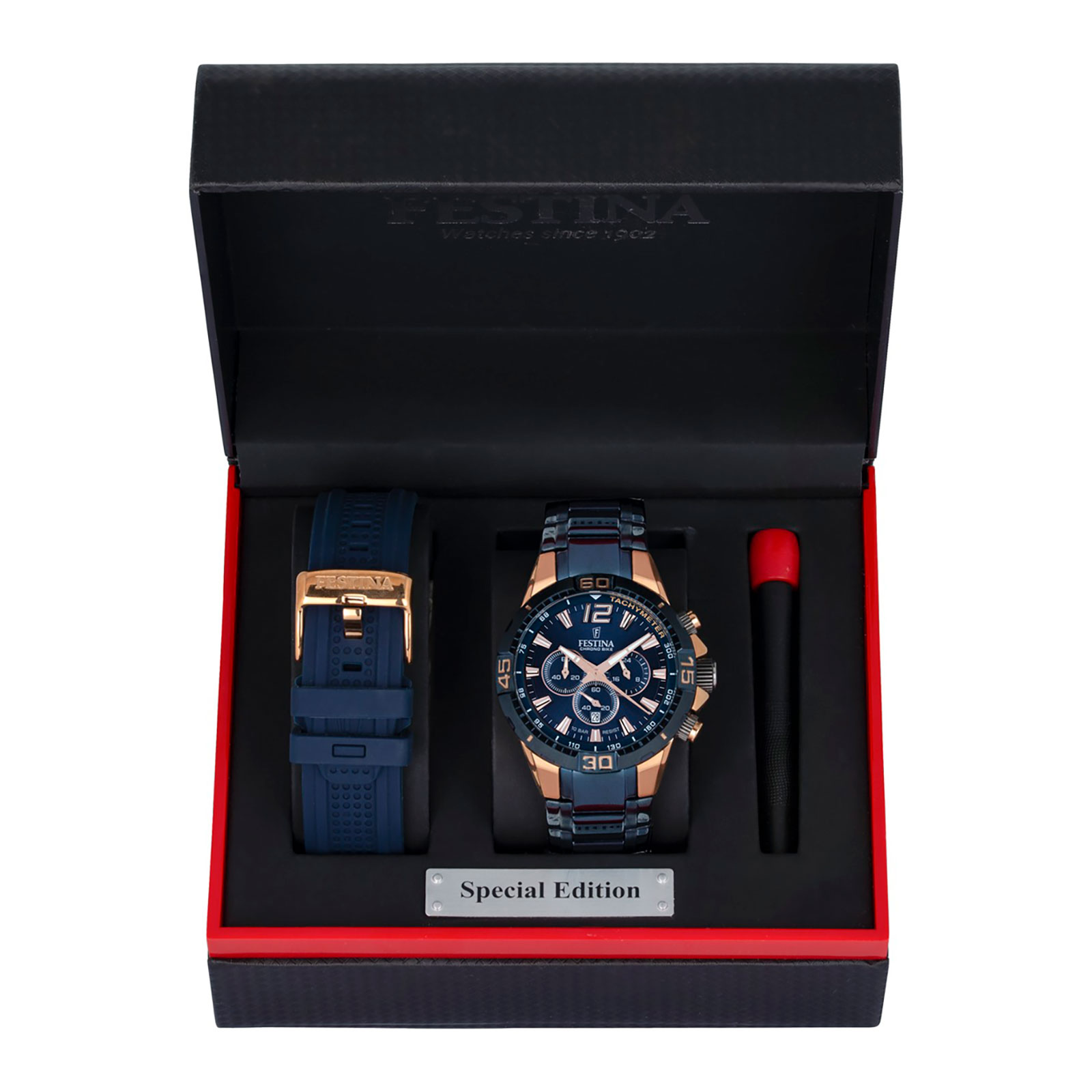 Festina Chrono Bike herrklocka blå/bicolor, metallband - F20524/1